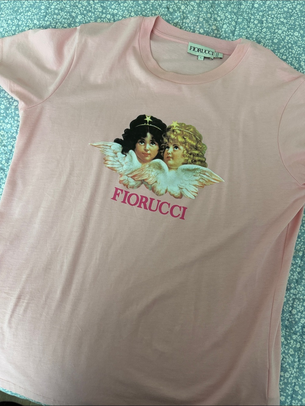 Fiorucci Light Pink Angels Tee with Dual Cherub Graphic